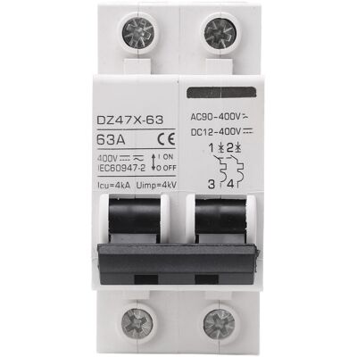 Unbranded AC DC Miniature Circuit Breaker 63A 2P DIN Guide Unbranded AC DC Miniature Circuit Breaker 63A 2P DIN Guide