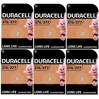 6X Duracell 376/377 SR626 SR626SW With Silver Oxide (6 Blister Pack of 1 Battery 6X Duracell 376/377 SR626 SR626SW With Silver Oxide (6 Blister Pack of 1 Battery