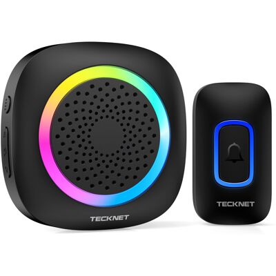 TeckNet Online Wireless Doorbell, Battery Powered Doorbell with RGB Light, IP66 Waterpr TeckNet Online Wireless Doorbell, Battery Powered Doorbell with RGB Light, IP66 Waterpr
