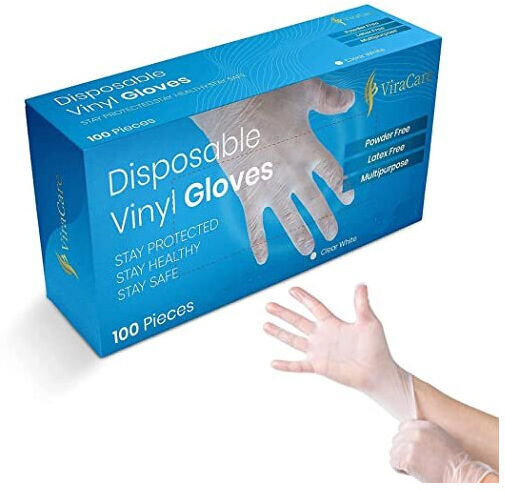 ViraCare 100 x Disposable Gloves Large   Vinyl Gloves Disposable Large   Latex free glove