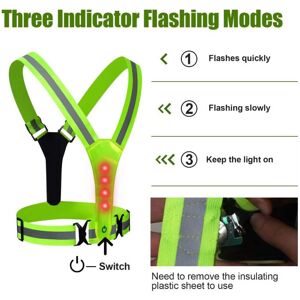 Charles William Safety Green Hi Viz Visibilty Reflective Flashing Belt Red Light Charles William Safety Green Hi Viz Visibilty Reflective Flashing Belt Red Light