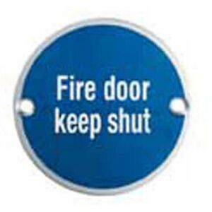 Loops Fire Door Keep Shut Plaque 76mm Diameter Satin Aluminium Door Accessory Loops Fire Door Keep Shut Plaque 76mm Diameter Satin Aluminium Door Accessory