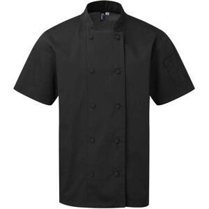 (L, Black) Premier Unisex Adult Coolchecker Short-Sleeved Chef Jacket (L, Black) Premier Unisex Adult Coolchecker Short-Sleeved Chef Jacket