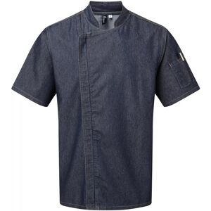 (XS, Indigo Denim) Premier Unisex Adult Short-Sleeved Chef Jacket (XS, Indigo Denim) Premier Unisex Adult Short-Sleeved Chef Jacket