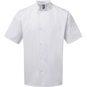 (M, White) Premier Unisex Adult Essential Short-Sleeved Chef Jacket (M, White) Premier Unisex Adult Essential Short-Sleeved Chef Jacket