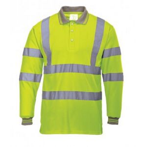 (L, Yellow) Portwest Mens Hi-Vis Long Sleeve Polo Shirt (L, Yellow) Portwest Mens Hi-Vis Long Sleeve Polo Shirt