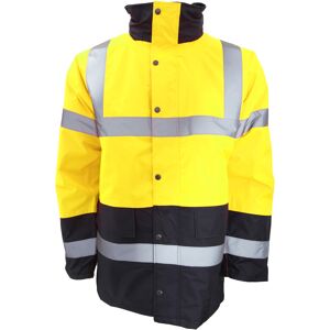 (M, Yellow/Navy) Portwest Mens Hi-Vis Waterproof Contrast Panel Traffic Jacket (M, Yellow/Navy) Portwest Mens Hi-Vis Waterproof Contrast Panel Traffic Jacket