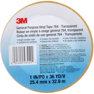 3M Vinyl Tape 764 General Purpose 1 in x 36 yd Transparent 1 Roll Light Tra 3M Vinyl Tape 764 General Purpose 1 in x 36 yd Transparent 1 Roll Light Tra