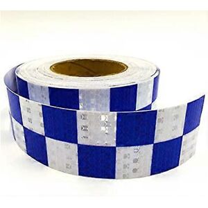 Unbranded (As show, One size) Checkered waterproof reflective safety belt (blue white 5CM Unbranded (As show, One size) Checkered waterproof reflective safety belt (blue white 5CM