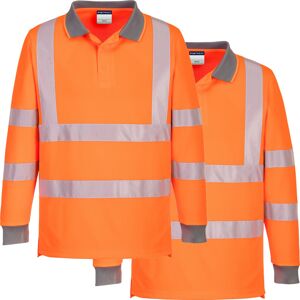 (3XL) 2 Pack Portwest EC11 Eco Hi Vis Polo Long Sleeve Shirt Orange Bulk Work Sa (3XL) 2 Pack Portwest EC11 Eco Hi Vis Polo Long Sleeve Shirt Orange Bulk Work Sa