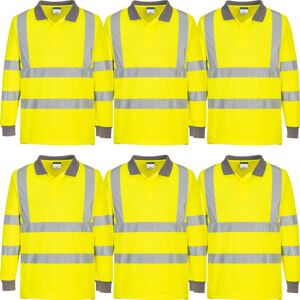 (2XL) 6pcs Portwest EC11 Eco Hi Vis Polo Long Sleeve Shirt Yellow Bulk Work Safe (2XL) 6pcs Portwest EC11 Eco Hi Vis Polo Long Sleeve Shirt Yellow Bulk Work Safe