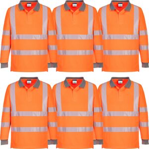 (2XL) 6pcs Portwest EC11 Eco Hi Vis Polo Long Sleeve Shirt Orange Bulk Work Safe (2XL) 6pcs Portwest EC11 Eco Hi Vis Polo Long Sleeve Shirt Orange Bulk Work Safe