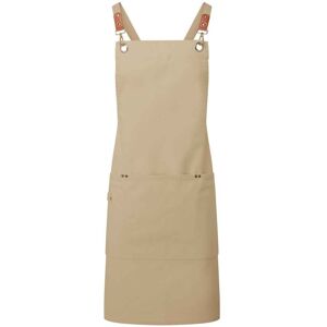 (One Size, Khaki) Premier Cross Back Clip Bib Apron (One Size, Khaki) Premier Cross Back Clip Bib Apron