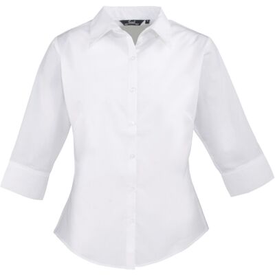 (8, White) Premier Womens/Ladies Poplin 3/4 Sleeve Blouse (8, White) Premier Womens/Ladies Poplin 3/4 Sleeve Blouse
