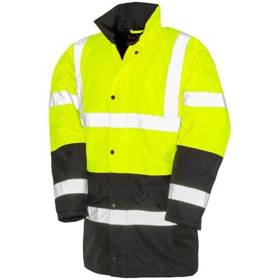 Result Core Motorway Safety Jacket - Unisex High Visibility Fluorescent Yellow/Black XXL Result Core Motorway Safety Jacket - Unisex High Visibility Fluorescent Yellow/Black XXL
