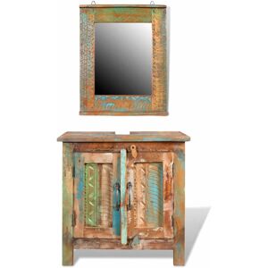 VidaXL Reclaimed Solid Wood Bathroom Vanity - Vintage Style Bathroom Furniture VidaXL Reclaimed Solid Wood Bathroom Vanity - Vintage Style Bathroom Furniture