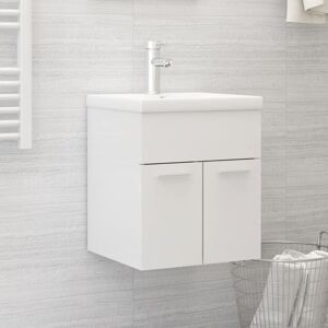 vidaXL Sink Cabinet with Built-in Basin High Gloss White Engineered Wood Rack vidaXL Sink Cabinet with Built-in Basin High Gloss White Engineered Wood Rack