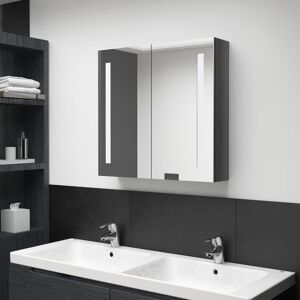 vidaXL LED Bathroom Mirror Cabinet Shining Grey Washroom Storage Vanity Unit vidaXL LED Bathroom Mirror Cabinet Shining Grey Washroom Storage Vanity Unit