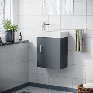 NES Home Nanuya 400mm Cloakroom Wall Hung Basin Vanity Unit Grey NES Home Nanuya 400mm Cloakroom Wall Hung Basin Vanity Unit Grey