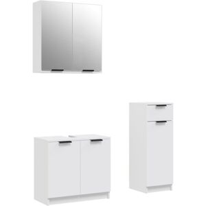 vidaXL White Bathroom Cabinet Set 3 Piece Engineered Wood - Bathroom Cabinet Set vidaXL White Bathroom Cabinet Set 3 Piece Engineered Wood - Bathroom Cabinet Set