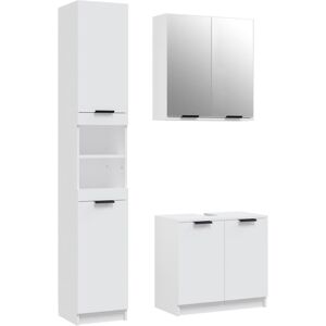 (White) vidaXL Bathroom Cabinet Set 3 Piece Engineered Wood Vanity Unit Multi Co (White) vidaXL Bathroom Cabinet Set 3 Piece Engineered Wood Vanity Unit Multi Co