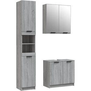 (Grey sonoma) vidaXL Bathroom Cabinet Set 3 Piece Engineered Wood Vanity Unit Mu (Grey sonoma) vidaXL Bathroom Cabinet Set 3 Piece Engineered Wood Vanity Unit Mu