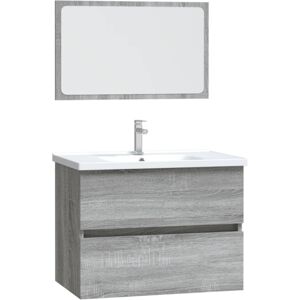 vidaXL Grey Sonoma Bathroom Furniture Set - Bathroom Type vidaXL Grey Sonoma Bathroom Furniture Set - Bathroom Type
