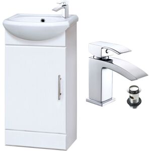 FNX Bathrooms Gloss White 400mm Vanity Basin Sink Unit & Lucia Tap & Waste FNX Bathrooms Gloss White 400mm Vanity Basin Sink Unit & Lucia Tap & Waste