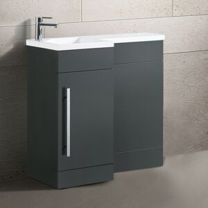 NES Home Velanil 900mm L Shape Left Hand Bathroom Grey Basin Vanity & WC Unit NES Home Velanil 900mm L Shape Left Hand Bathroom Grey Basin Vanity & WC Unit