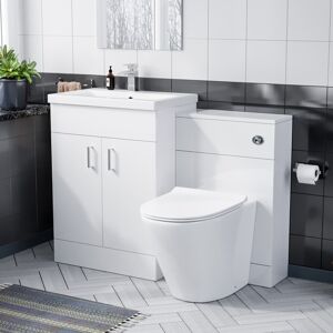 NES Home Nanuya 600 Floor Standing White Vanity, Ceramic Basin, BTW Soft Close Toilet NES Home Nanuya 600 Floor Standing White Vanity, Ceramic Basin, BTW Soft Close Toilet