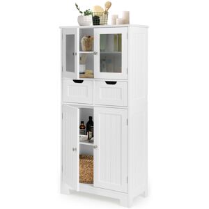 Costway Tall Bathroom Storage Cabinet Freestanding Floor Cabinet w/ 2 Drawers Costway Tall Bathroom Storage Cabinet Freestanding Floor Cabinet w/ 2 Drawers