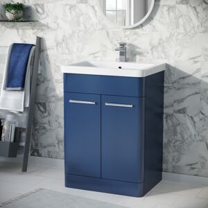 Nes Home Afern 600mm Freestanding Vanity Unit Cabinet and Wash Basin Royal Blue Nes Home Afern 600mm Freestanding Vanity Unit Cabinet and Wash Basin Royal Blue