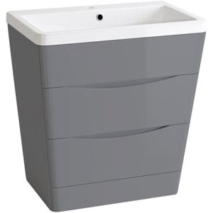 NRG 800mm Gloss Grey 2 Drawer Floor Standing Bathroom Cabinet Storage Furniture NRG 800mm Gloss Grey 2 Drawer Floor Standing Bathroom Cabinet Storage Furniture