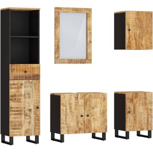 vidaXL Bathroom Furniture Set Vanity Unit Cupboard 5 Piece Solid Wood Mango vidaXL Bathroom Furniture Set Vanity Unit Cupboard 5 Piece Solid Wood Mango