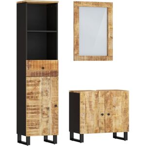 vidaXL Bathroom Furniture Set Vanity Unit Cupboard 3 Piece Solid Wood Mango vidaXL Bathroom Furniture Set Vanity Unit Cupboard 3 Piece Solid Wood Mango