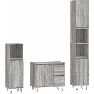 (grey sonoma) vidaXL Bathroom Furniture Set Storage Cabinet 3 Piece White Engine (grey sonoma) vidaXL Bathroom Furniture Set Storage Cabinet 3 Piece White Engine
