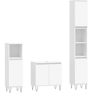 (white) vidaXL Bathroom Furniture Set 3 Piece Cabinet High Gloss White Engineere (white) vidaXL Bathroom Furniture Set 3 Piece Cabinet High Gloss White Engineere