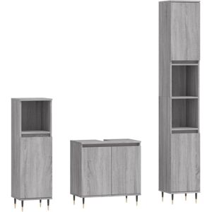 (grey sonoma) vidaXL Bathroom Furniture Set 3 Piece Cabinet High Gloss White Eng (grey sonoma) vidaXL Bathroom Furniture Set 3 Piece Cabinet High Gloss White Eng