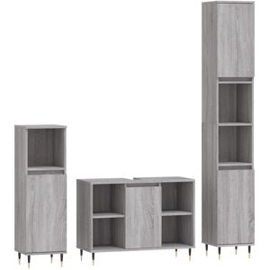 (grey sonoma) vidaXL Bathroom Furniture Set Cabinet 3 Piece Concrete Grey Engine (grey sonoma) vidaXL Bathroom Furniture Set Cabinet 3 Piece Concrete Grey Engine