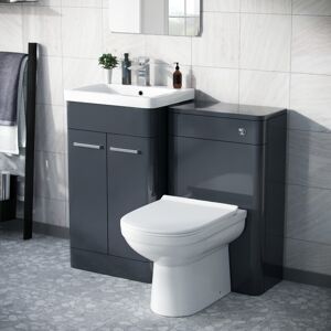 NES Home 500mm Vanity Basin Unit, WC Unit & Elso Back to Wall Toilet Anthracite NES Home 500mm Vanity Basin Unit, WC Unit & Elso Back to Wall Toilet Anthracite