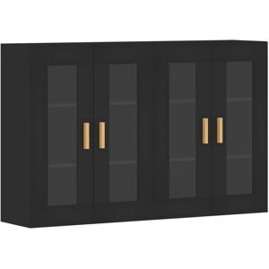 vidaXL Wall Mounted Cabinets Bathroom Cabinet 2 pcs Black Engineered Wood vidaXL Wall Mounted Cabinets Bathroom Cabinet 2 pcs Black Engineered Wood
