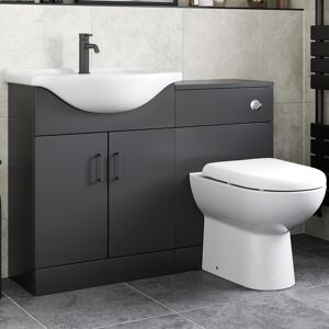 Alpine Black Toilet & Basin Vanity Unit Combination - 1150mm Alpine Black Toilet & Basin Vanity Unit Combination - 1150mm