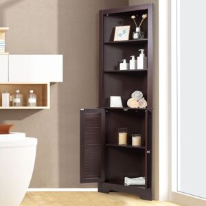 Costway Corner Storage Cabinet Free Standing Tall Bathroom Organizer 3 Shelves Costway Corner Storage Cabinet Free Standing Tall Bathroom Organizer 3 Shelves