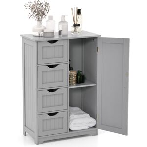 Costway Bathroom Floor Cabinet Storage Organiser Cupboard W/4 Drawers & Adjustable Shelf Costway Bathroom Floor Cabinet Storage Organiser Cupboard W/4 Drawers & Adjustable Shelf