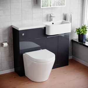 NES Home 1000mm RH Freestanding Cabinet Dark Grey with Basin, WC Unit & Toilet NES Home 1000mm RH Freestanding Cabinet Dark Grey with Basin, WC Unit & Toilet
