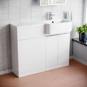 NES Home 1000mm Right Hand Freestanding White Cabinet with Basin & WC Unit NES Home 1000mm Right Hand Freestanding White Cabinet with Basin & WC Unit