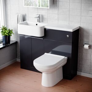Nes Home 1000mm Dark Grey LH Freestanding Cabinet with Basin, WC Unit & Toilet Nes Home 1000mm Dark Grey LH Freestanding Cabinet with Basin, WC Unit & Toilet
