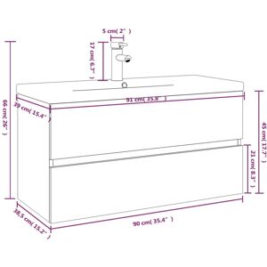 (smoked oak, 90 x 38.5 x 45 cm) vidaXL Sink Cabinet Home Bathroom Sink Unit Stor (smoked oak, 90 x 38.5 x 45 cm) vidaXL Sink Cabinet Home Bathroom Sink Unit Stor