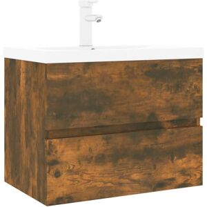 vidaXL Smoked Oak Bathroom Sink Cabinet with Basin - Sink Cabinet vidaXL Smoked Oak Bathroom Sink Cabinet with Basin - Sink Cabinet