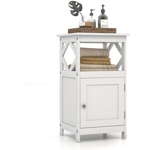 Costway Single Door Bathroom Floor Cabinet W/ Open Compartment Storage Organiser Costway Single Door Bathroom Floor Cabinet W/ Open Compartment Storage Organiser
